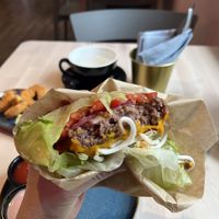 Amazing juicy hearty beyond meat burger 🍔 🤩  at RoseHip Vegan Kebabs in Vilnius