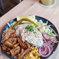 Not chicken and rice bowl at RoseHip Vegan Kebabs in Vilnius