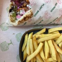 Zaatar Tofu Gyro and French Fries   at RoseHip Vegan Kebabs in Vilnius