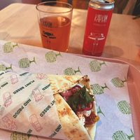  pita wrap with soy protein with a barbeque sauce at RoseHip Vegan Kebabs in Vilnius