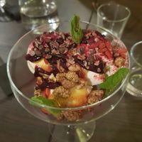 vanilla ice cream  at RoseHip Vegan Kebabs in Vilnius