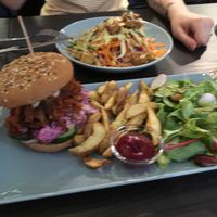 Main dishes at RoseHip Vegan Kebabs in Vilnius