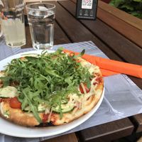 Edvard pizza with vegan cheese  at Pizzeria Parma in Ljubljana