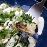 Manti (dumplings) close-up at Kuschlowski in Berlin