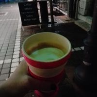 vegan cappuccino with coconut milk at Motley Sweetshop & Café in Ioannina