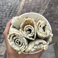 Almond milk + banana + pumpkin seeds + peanuts =  at Frozen Rolls - Tajskie Lody in Krakow