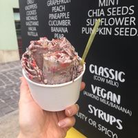 almond milk base, banana, strawberry, oreos and mixed nuts and seeds! at Frozen Rolls - Tajskie Lody in Krakow