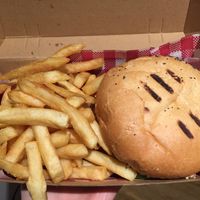 The Big Fun Guy burger with chips at Mary Jane Burgers in Melbourne