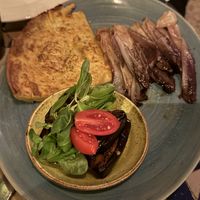 Chicory and aubergine farinata  at La Paloma in Ibiza