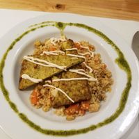 Tempeh entree - tasting menu at Bar Ecologico Gaia in Sevilla