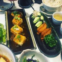 Tofu and sushi (all vegan)  at Kyoto Kitchen in Winchester