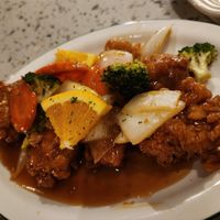 Veg chickn in orange sauce at Monk's Butcher - Itaewon in Seoul