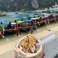 Coconut ice cream at Thailand Natural Coconut Ice Cream in Koh Phi Phi