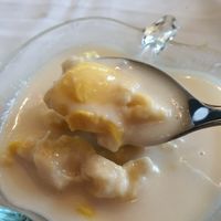 Durian coconut milk sticky rice at Sabai Fine Thai in Central Singapore