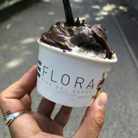Dark chocolate with orange and hazelnut soy at Bar Gelateria Flora in Riva Del Garda