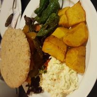 Veggie burger  at El Estragon Vegetariano in Madrid