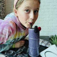 Berry smoothie made with almond milk   at Café 302 in Abu Dhabi