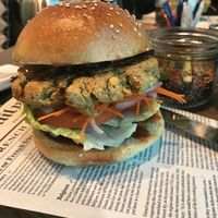 Vegan burger at Café 302 in Abu Dhabi