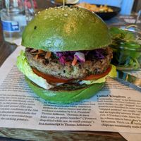 Portobello and black bean burger at Café 302 in Abu Dhabi