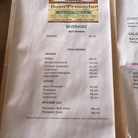 Menu at Buen Provecho Cafe in Cagayan De Oro