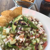 Vegan coconut ceviche  at Natural Juice in Tulum