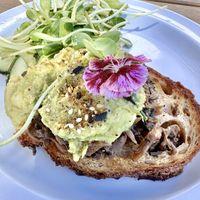 Avocado toast with mushrooms   at Great Basin Community Food Co-op in Reno