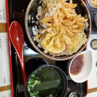 Vetable Tempura donburi it comes with seaweed soup. at Flowers - Tachibana in Hiroshima