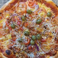 Vegan pizza at Kaffi Krus in Selfoss