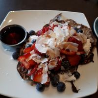 Buckwheat and pistachios pancakes at Scrumptious on Summer in Orange