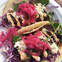 Mushroom and tempeh tacos. at Word on the Street - Food Truck in Talent