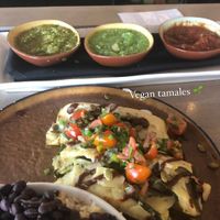 Vegan tamales & salsa trio at Hook & Lime in Omaha
