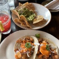 Sweet potato tacos, chips + guacamole, and vegan enchiladas   at Hook & Lime in Omaha
