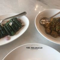 Lady fingers aka okra and coconut paste dumplings at The Peranakan in Central Singapore