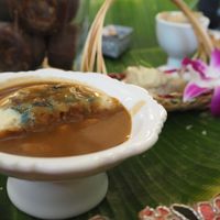Vegan high tea - Sweet platter (Apom bokwa with pisang pengat) at The Peranakan in Central Singapore