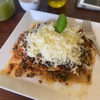 Lasaña at Govindas Hare Krishna in Valparaiso