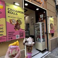 Vegan gelato! Pictured: mango, amarena cherry coconut, kinder bueno    at Yummy Helados in Malaga