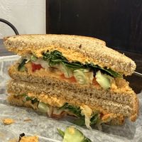 Rainbow Sammie with carrot hummus  at ReU Juicery & Organic Kitchen in Troy