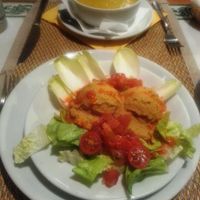 Leek and Potato cream and Rice with Vegetables at Tribunal in Madrid