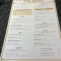 Komplette vegane Speisekarte   at Milano in Killarney