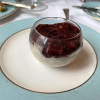 Dessert with raspberry compote   at The Wilde in Dublin