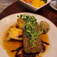 Vegan Sunday roast with vegetables at The Peach Tree in Shrewsbury