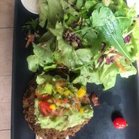 Vegan Burger without bun at Toad Hall in Motueka