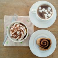 Raw Banoffee Pie, Hot Chocolate with Marshmallows, Cinnamon Roll -- ALL VEGAN AND DELICIOUS! at Delicielo in Makati