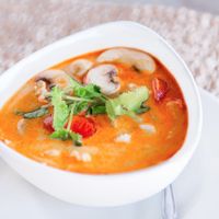 Amazing coconut milk broth Tom Ka Soup  at Siam Lotus in Beaverton