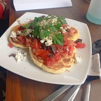 Mediterranean pancakes (vegetarian but there is also a vegan version) at Butterflies and Hurricanes in Thessaloniki