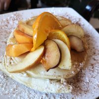Fruit pancakes with agave at Butterflies and Hurricanes in Thessaloniki