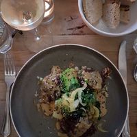Beetroot & Quinoa Gallettes with greens, wild rice and Sesame & Lime dressing at Le Caillau in Vire-sur-lot