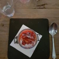 Chia Seed & Coconut Pudding with strawberry compote at Le Caillau in Vire-sur-lot