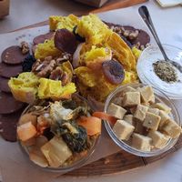 Cheese and meat board. Yes it's vegan at Kucha in Ljubljana
