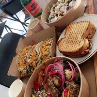 Sisa 2 + k, grilled cheese, tacos, wine and kombucha at Kucha in Ljubljana